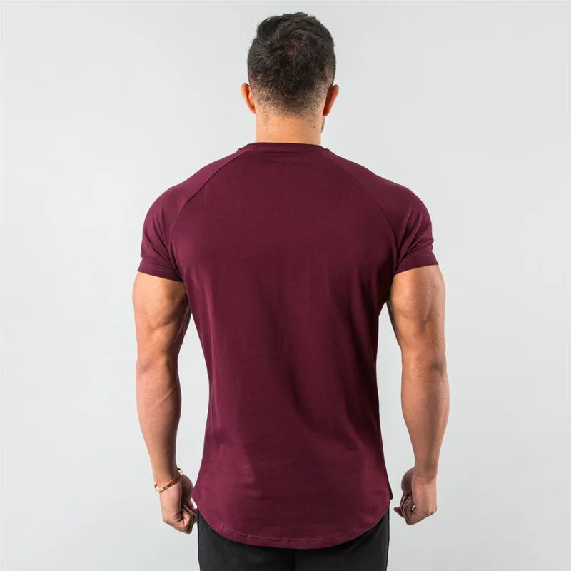 Fitness T-Shirt Men Bodybuilding Short Sleeve Sport Running T-shirt Men Sportswear Workout Shirts Male Men Gym Summer Tops Tee - Sun Studio
