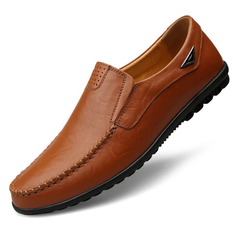 Echtes Leder Herren Lässige Schuhe Luxusmarke 2025 Herren Slipper Mokassins Atmungsaktive Slip-On Schwarze Fahr Schuhe Übergröße 37-47