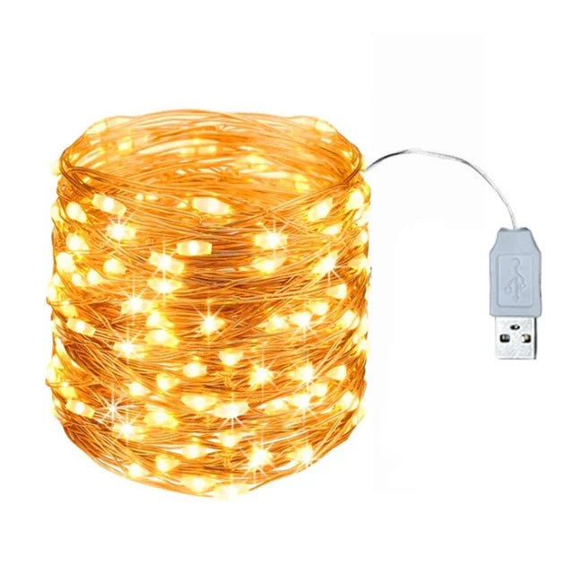 1-20M Led String Lights Copper Wire Starry Fairy Lights Battery Operated Lights for Bedroom Christmas Parties Wedding Decoration - Sun Studio