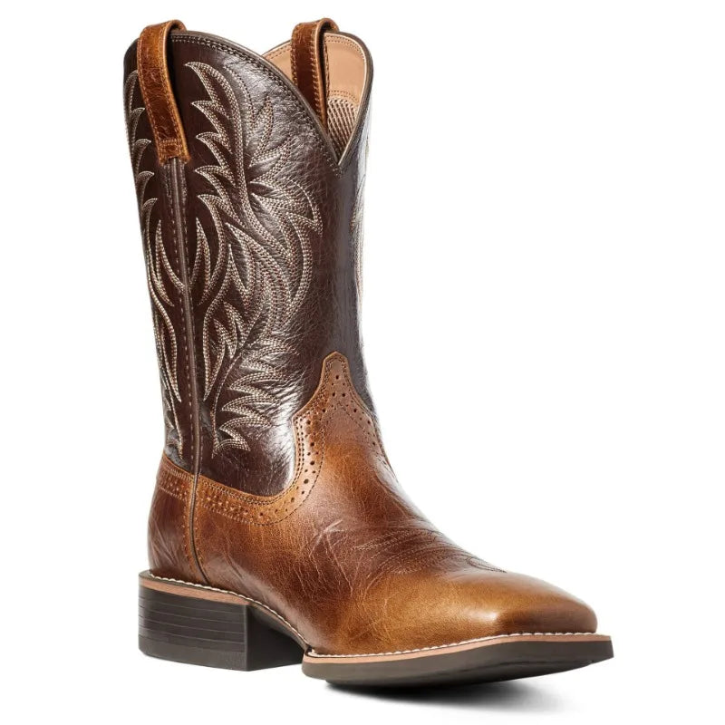 Men High Boots Embroidery Retro Handmade Mens Boots Western Cowboy Boot Pointed Toe Boots Hand Stitching Outdoor Men's Shoes - Sun Studio