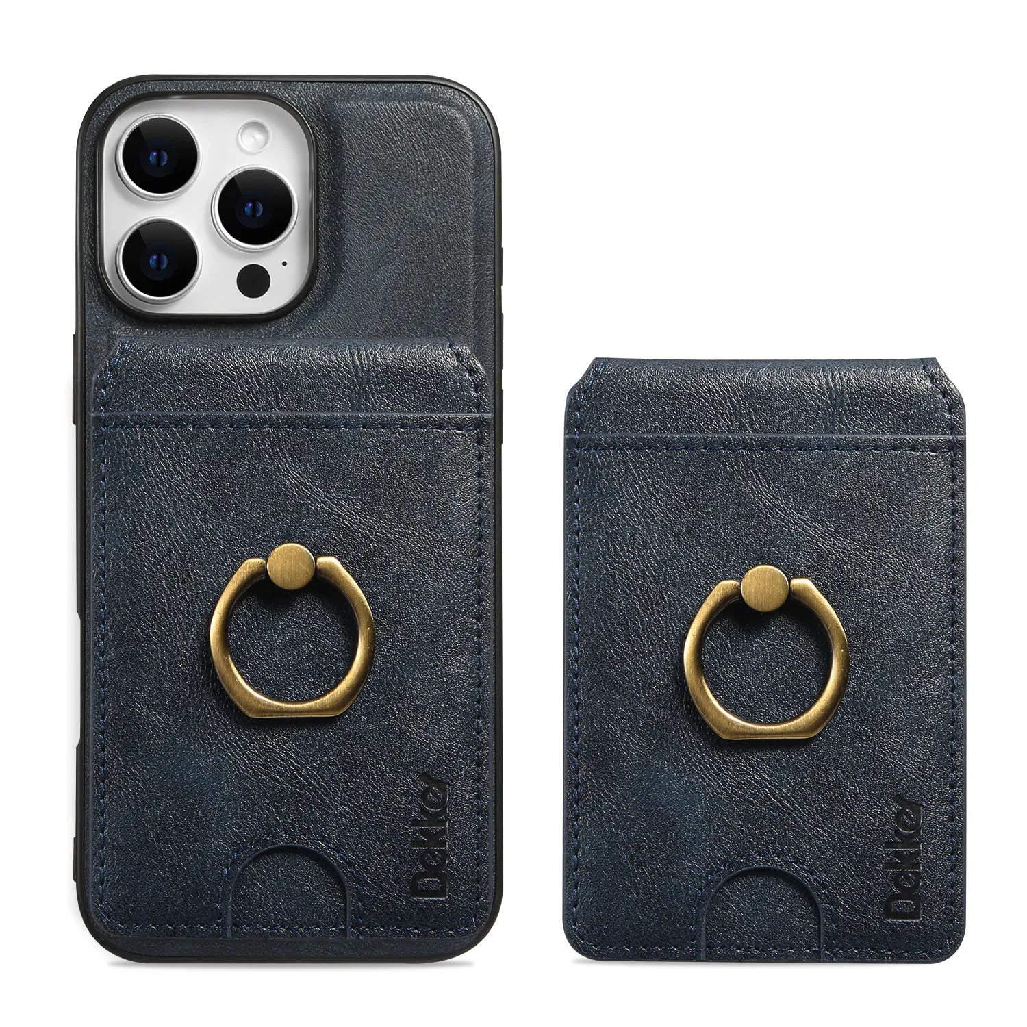 2 in 1 Detachable Vertical Cards Solt Ring Holder Wallet Leather Case For iPhone 16 Pro Max 15 Plus 14 13 12 Magnetic Bag Cover - Sun Studio