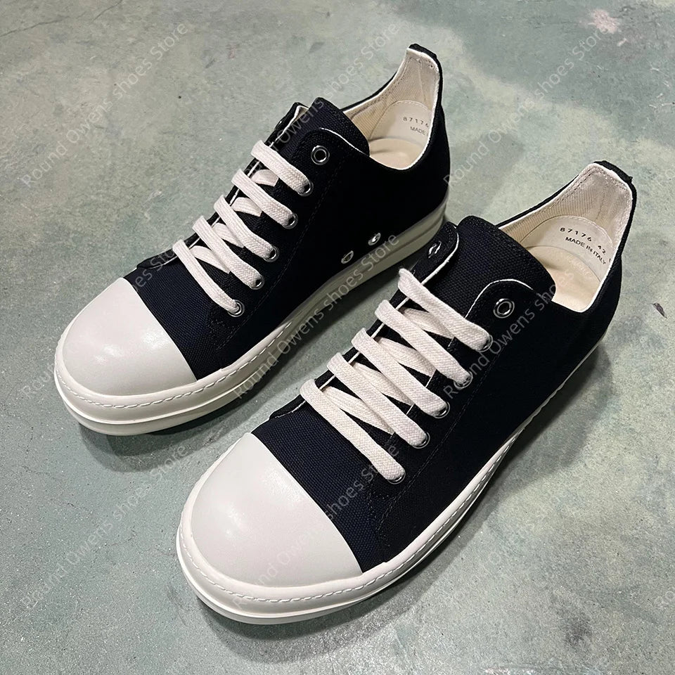 Casual Shoes Men Canvas  Low Top Quality Ro Lace Up Thick Sole Breathable Luxury Designer Classic Trainers Women Flat Sneakers - Sun Studio