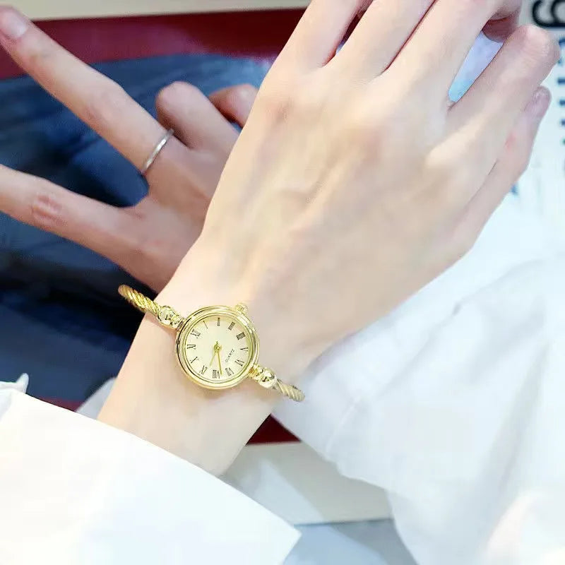 YIKAZE Women Bracelet Watch Retro Gold Bangle Women Watches Stainless Steel Retro Ladies Quartz Wristwatch Clock Dress Watch - Sun Studio