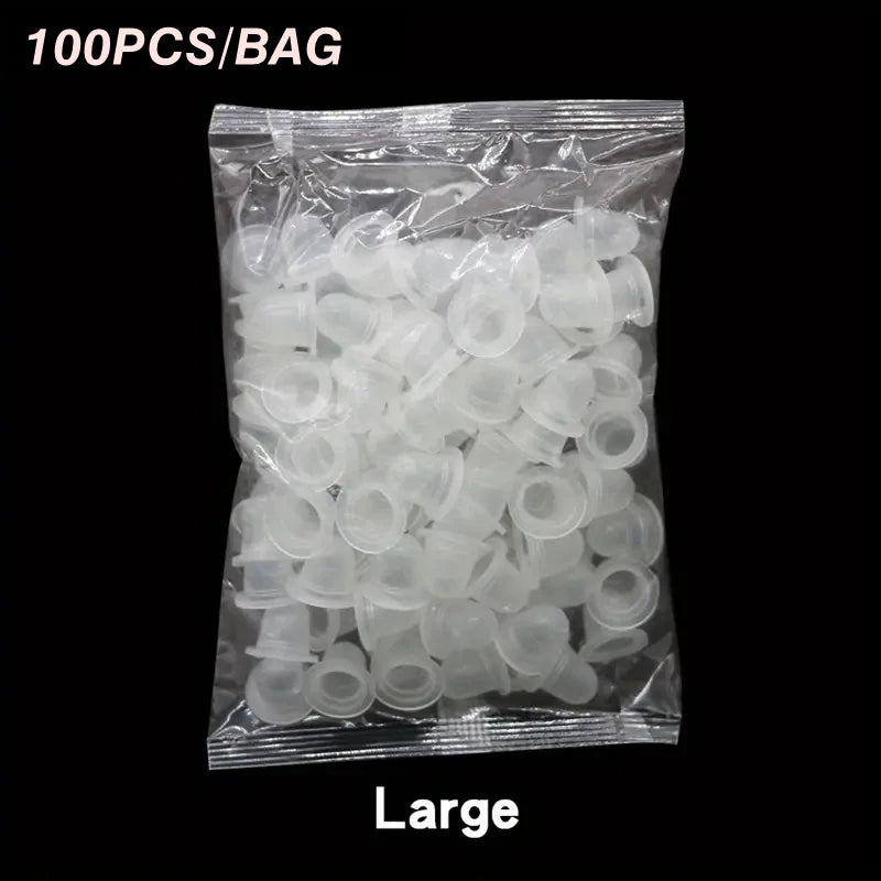 100/300/500Pcs Soft Silicone Microblading Tattoo Ink Cup Cap Pigment Holder Container S/L for Permanent Makeup Tattoo Accessorie - Sun Studio