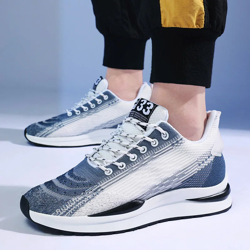 Men Sneakers Sports Lift  Height Increase Insole 6cm Mesh Plus Size 37-44 - Sun Studio