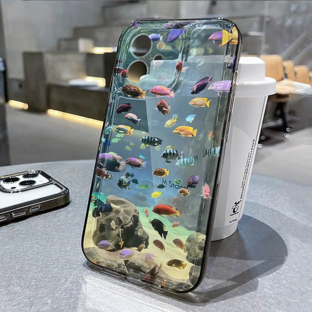 Ocean Animal Cute Phone Case For iPhone 11 Case iPhone 15 13 14 12 17 16 Pro Max 8 7 Plus XR XS SE Clear Protective Cover Funda - Sun Studio