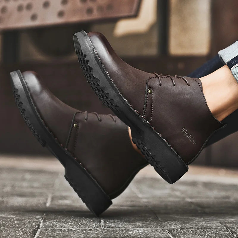 VIPOL Tooling Boots for Men Retro Leather Shoes Comfortable Platform Leisure Flats Classics Outdoor Leisure Men's Boot - Sun Studio