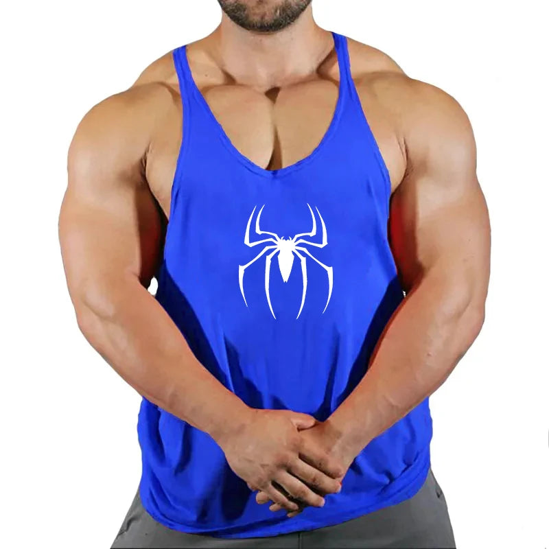 Spider Print Fitness Tank Top Fitness Shirt Muscle Men's Single Tank Top Men's Sleeveless Sweatshirt Men's Tops Fitness Clothing - Sun Studio