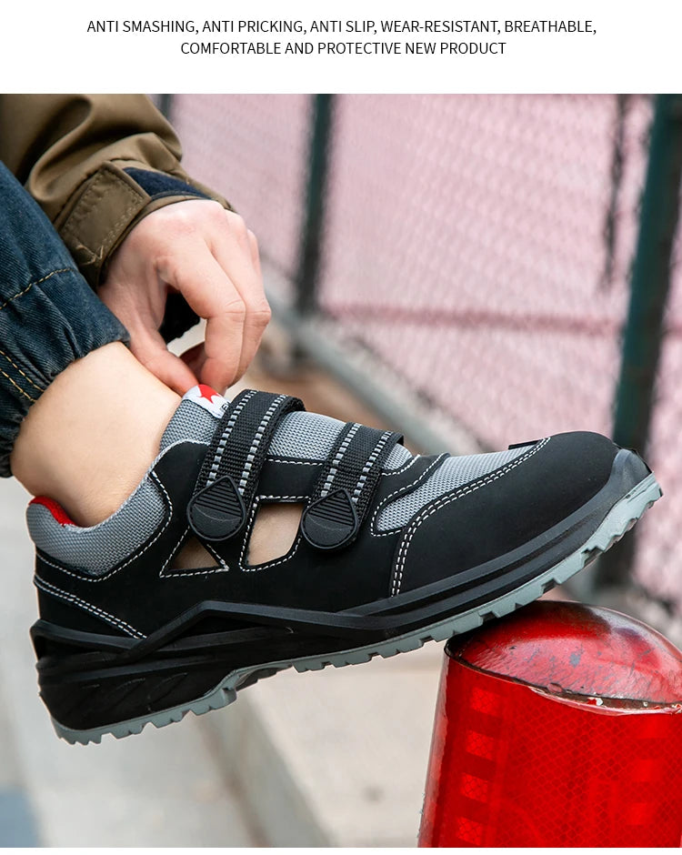 Sommer Sicherheitsschuhe Herren Baustelle Arbeitsschuhe Verschleißfest Rutschfeste Atmungsaktive Sandalen Für Herren Unzerstörbare Schuhe