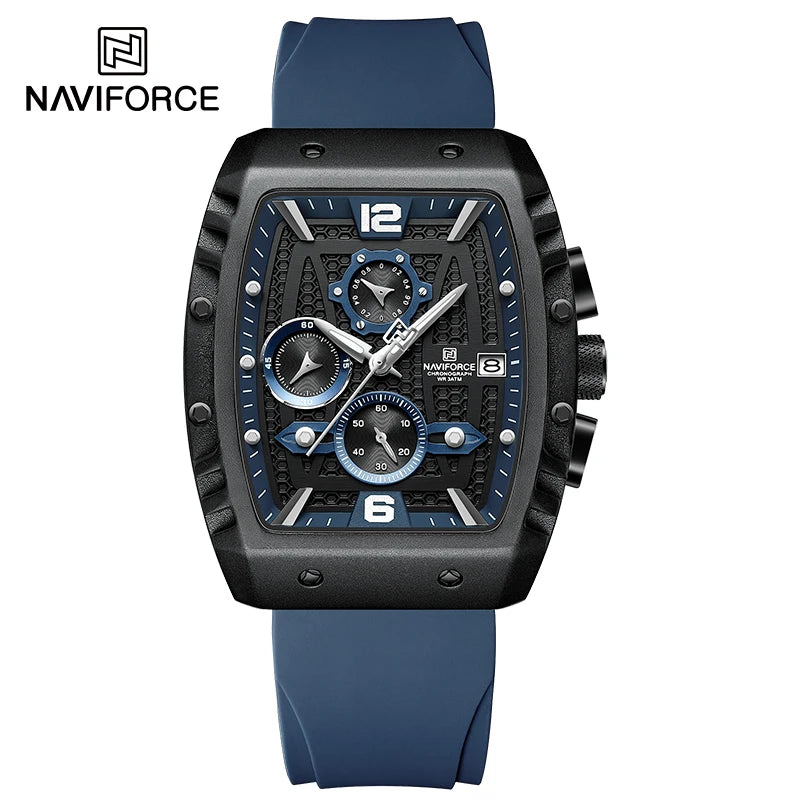 NAVIFORCE Kreative Fassförmige Zifferblatt Männer Uhren Rauchsilica Armband Wasserdichte Quarz Chronograph Datum Anzeige Männliche Armbanduhr