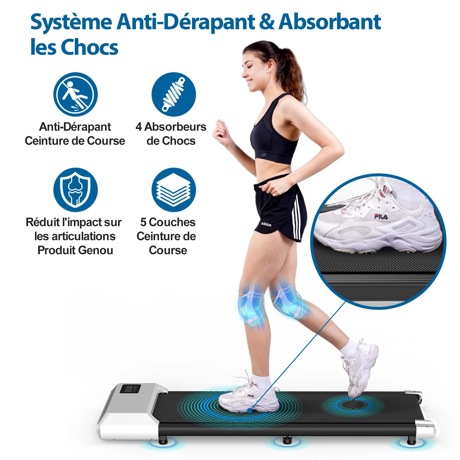 Walking Pad 2 in 1 Under Desk Treadmill, 2.5HP Low Noise Walking Pad Running Jogging Machine with Remote Control for Home Office - Sun Studio
