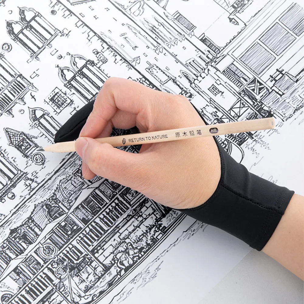 Drawing Gloves Palm Rejection Two Finger Hand Gloves for Tablet Digital Board Screen Touch Drawing Anti-fouling Gloves - Sun Studio