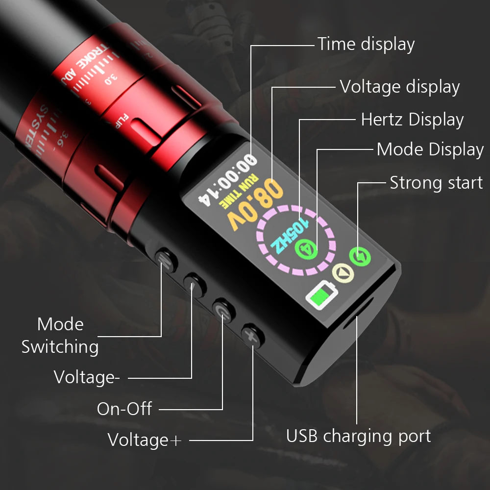 Professional Wireless Tattoo Machine Kit Wireless Rotary Tattoo Pen with Tattoo Cartridge Needles Inks for Tattoo Beginners Set - Sun Studio