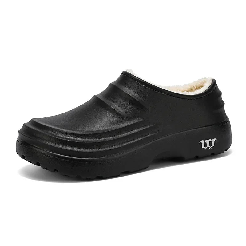 Wasserdichte Baumwoll Kochschuhe für Männer Rutschfeste Arbeitsfußbekleidung Warme Bequeme Küchen Spezialschuhe mit EVA Sohle