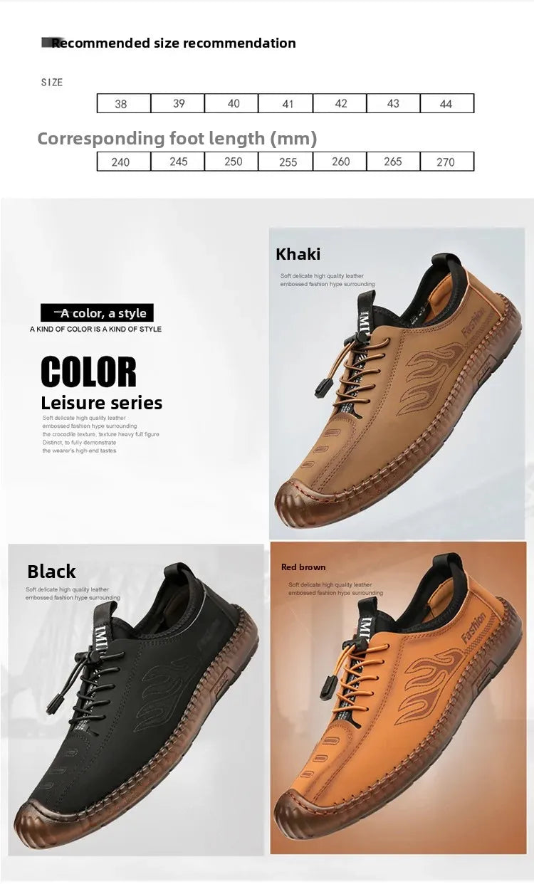 Men's Casual Slip-On Soft Bottom Breathable Beans Shoes Fashionable Spring Autumn Wear Resistant Microfiber Leather Shoes - Sun Studio