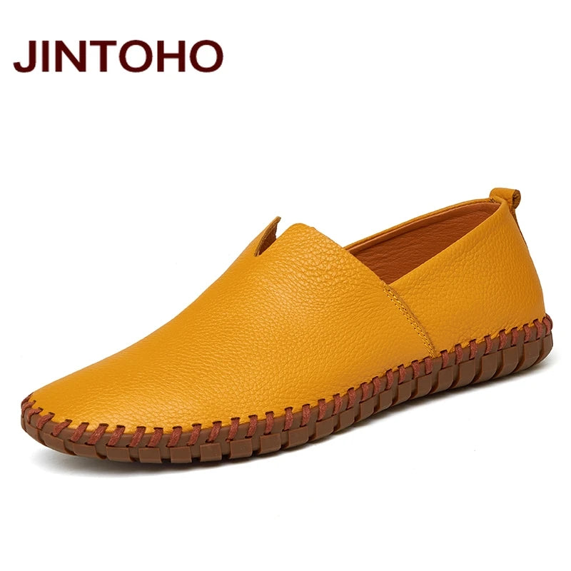 JINTOHO Große Größe Herren Echtes Leder Schuhe Slip-On Schwarze Schuhe Echtes Leder Mokassins Herren Schuhe Italienische Designer Schuhe