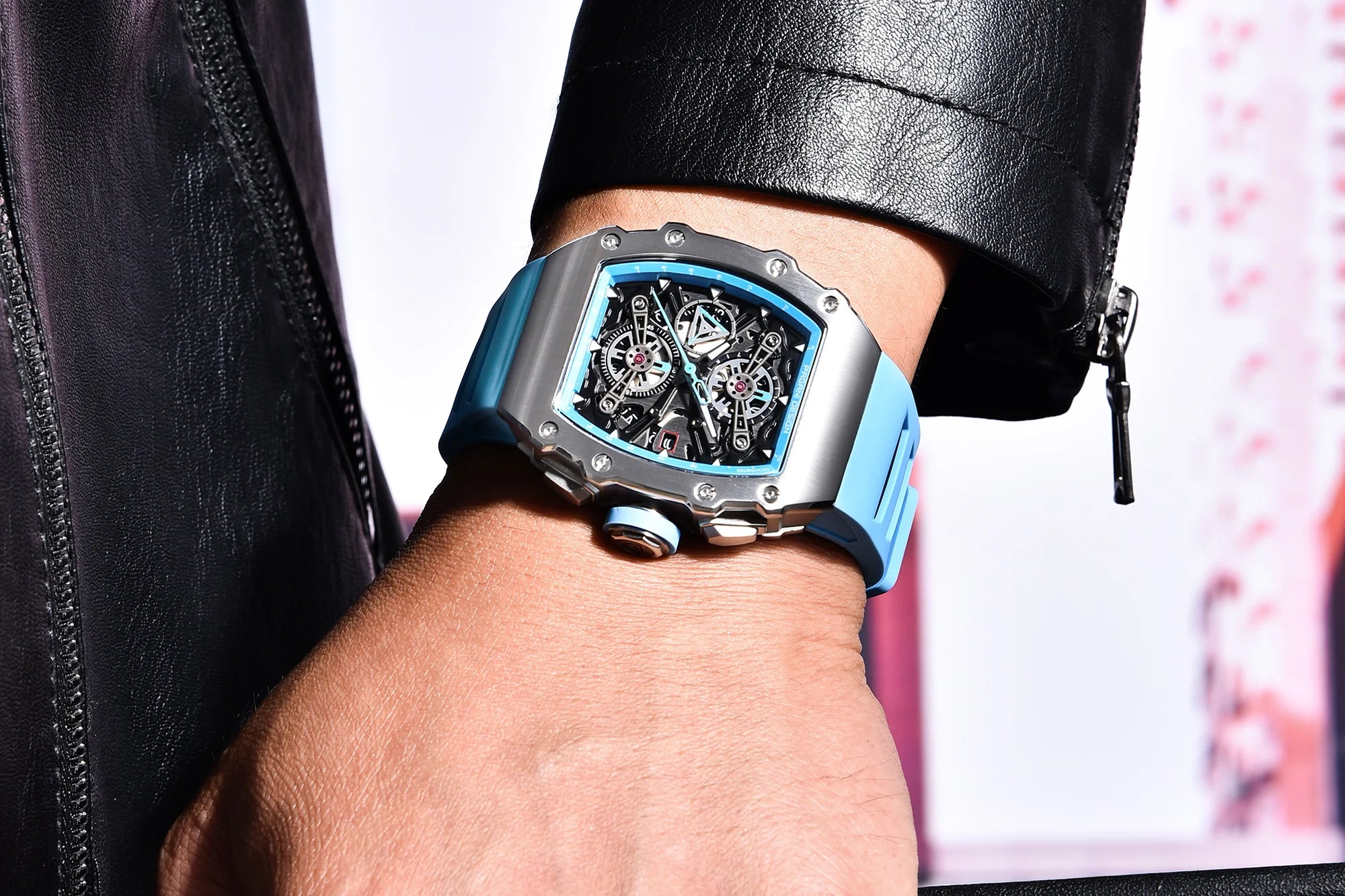 PAGANI DESING Men's Quartz Watches Skeleton Dial 100M Waterproof Sport Rectangle Sapphire glass Watch for Men - Sun Studio