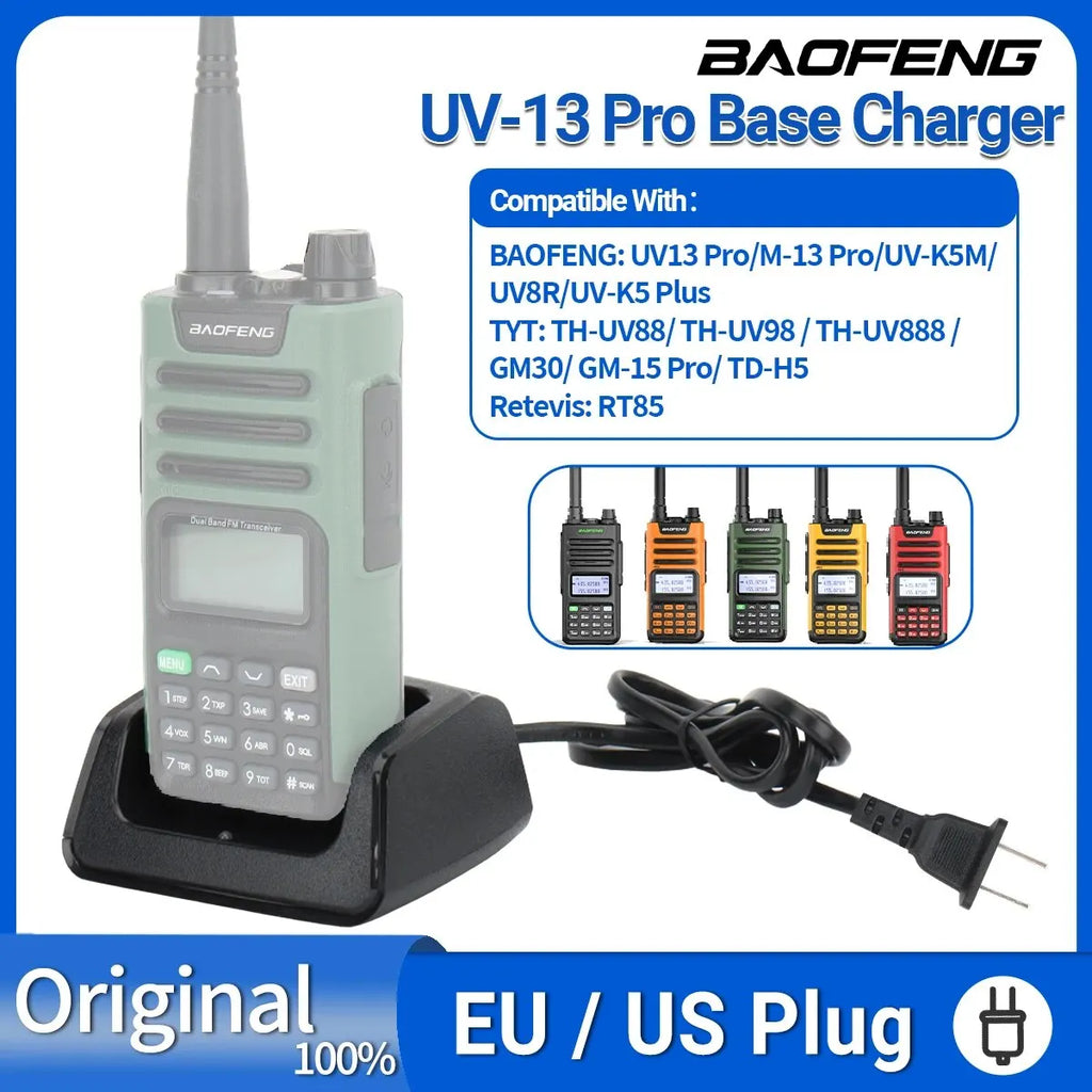 Baofeng UV 13 Battery Charger For Walkie Talkie UV K5M UV K5 Plus UV 8R Base Desktop Charger Station Two Way Radio Accessories - Sun Studio