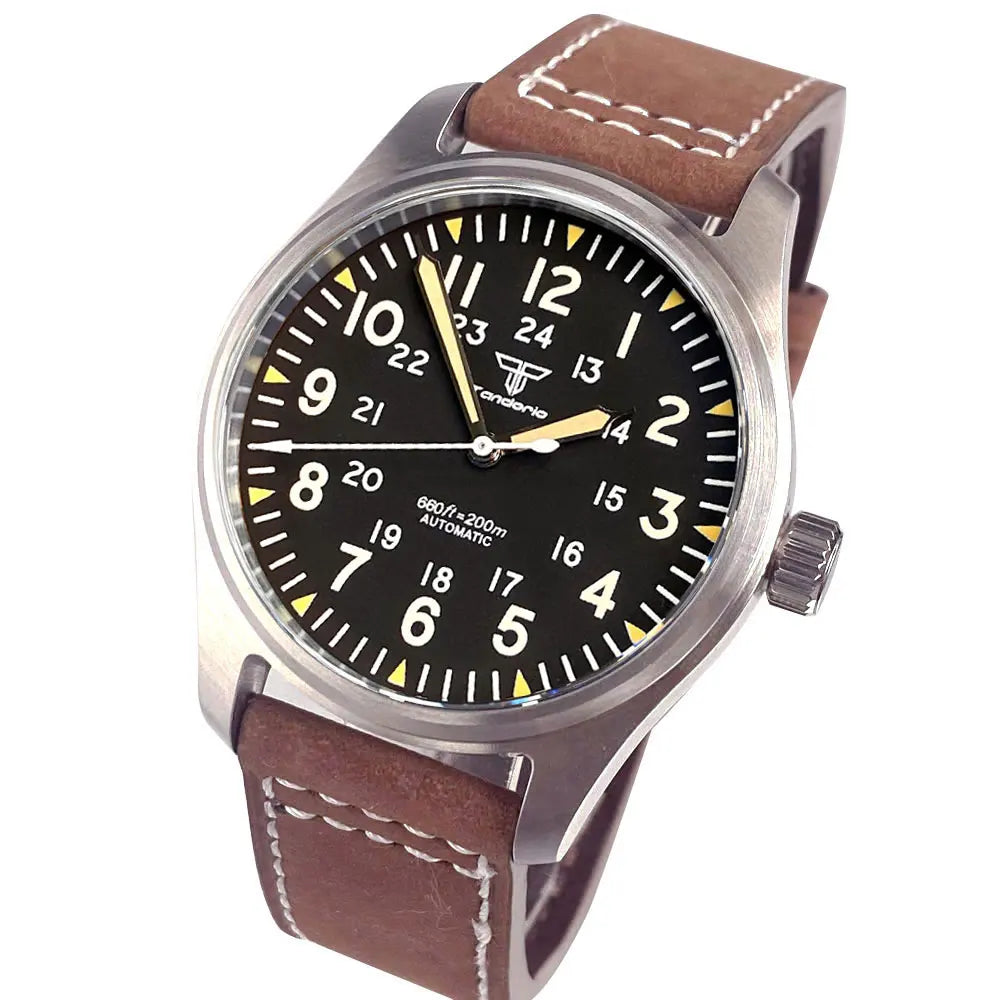 39mm Pilot Aviator Tauchuhr Miyota8215 Automatische Mechanische Uhr für Männer 20BAR Wasserdicht Saphirglas 316L Stahl