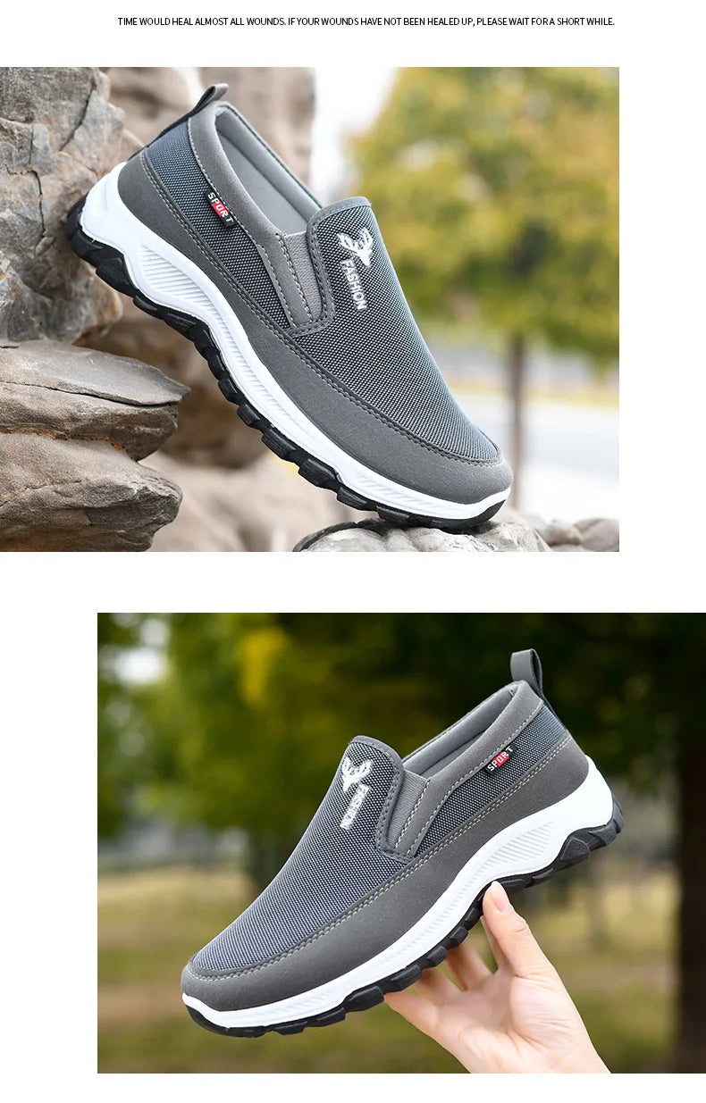Men Running Hiking Sneakers Breathable Orthopedic Travel Plimsolls Slip On Comfortable for Outdoor Activity Hiking Walking - Sun Studio