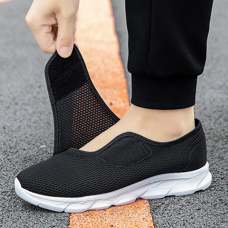 Sneakers Men Orthopedics Wide Feet Swollen Walking Casual Shoes Thumb Eversion Adjusting Soft Comfortable Light Man Shoes Black - Sun Studio