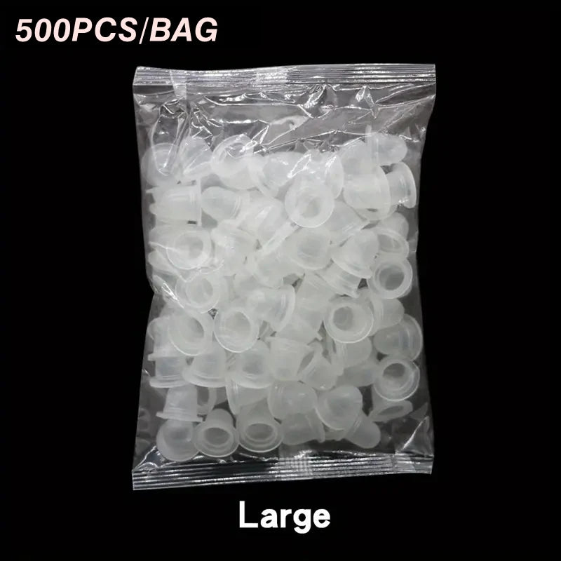 100/300/500Pcs Soft Silicone Microblading Tattoo Ink Cup Cap Pigment Holder Container S/L for Permanent Makeup Tattoo Accessorie - Sun Studio