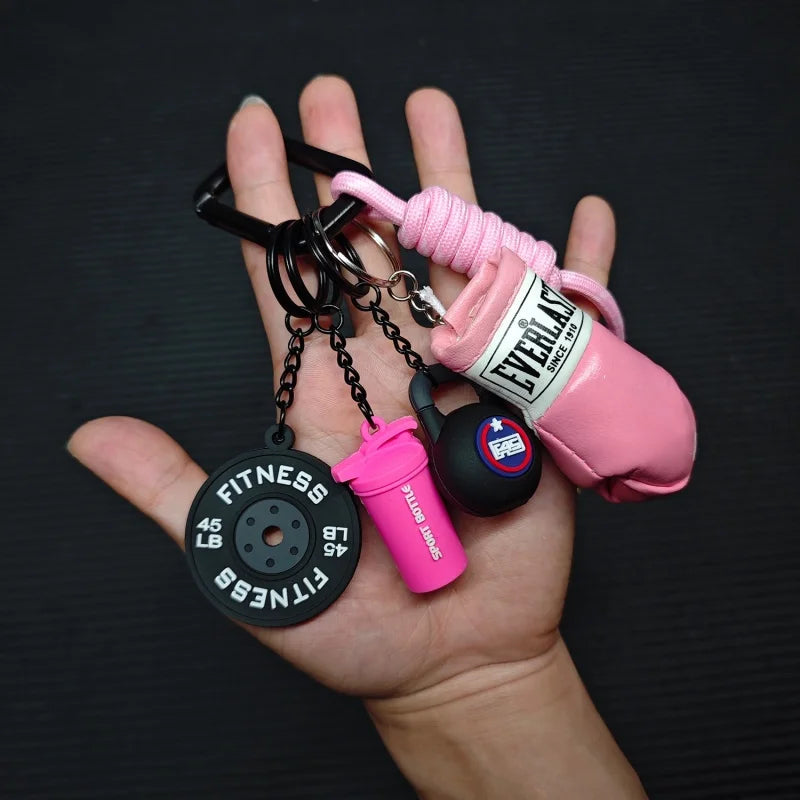 New Fitness Keychain Gym Lovers Fitness Enthusiast Gift Barbell Dumbbell Keychain Fitness Bag backpack Charms - Sun Studio