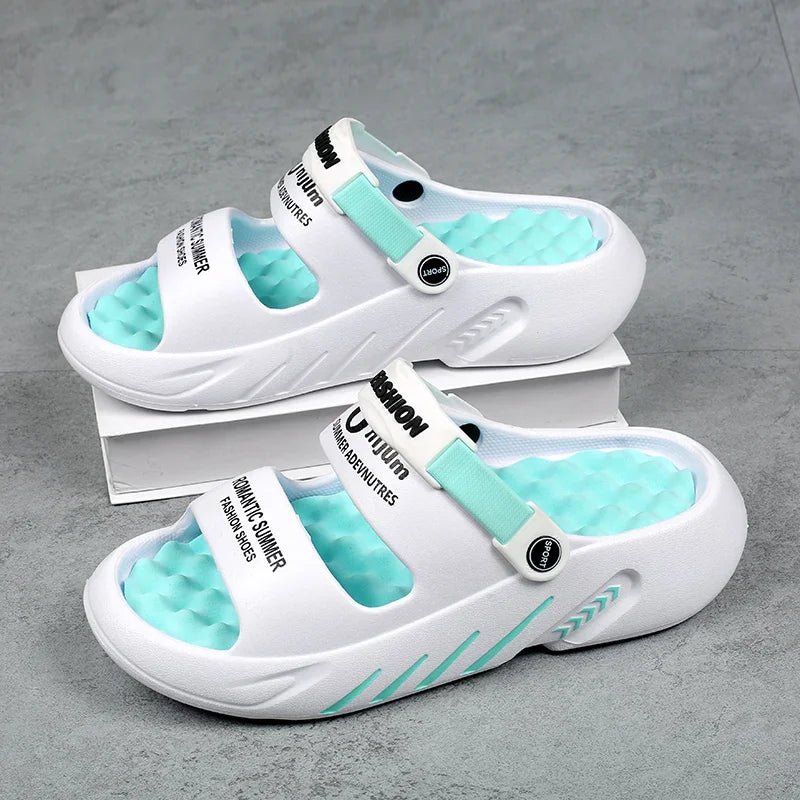 2025 Summer Men's Massage Slippers Outdoor Sandals Beach Comfortable Soft Slides Indoor Casual Shoes Men Sandals Big Size 47 48 - Sun Studio