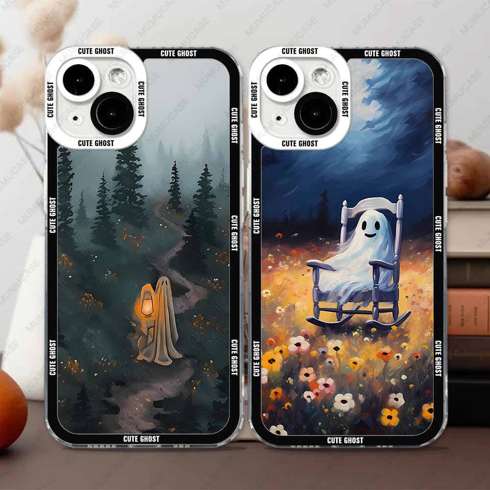 Case For iPhone 16 15 14 13 Pro Max 12 Mini 11 XS X XR SE 7 8 Plus Soft Cover Cute Little Ghost - Sun Studio