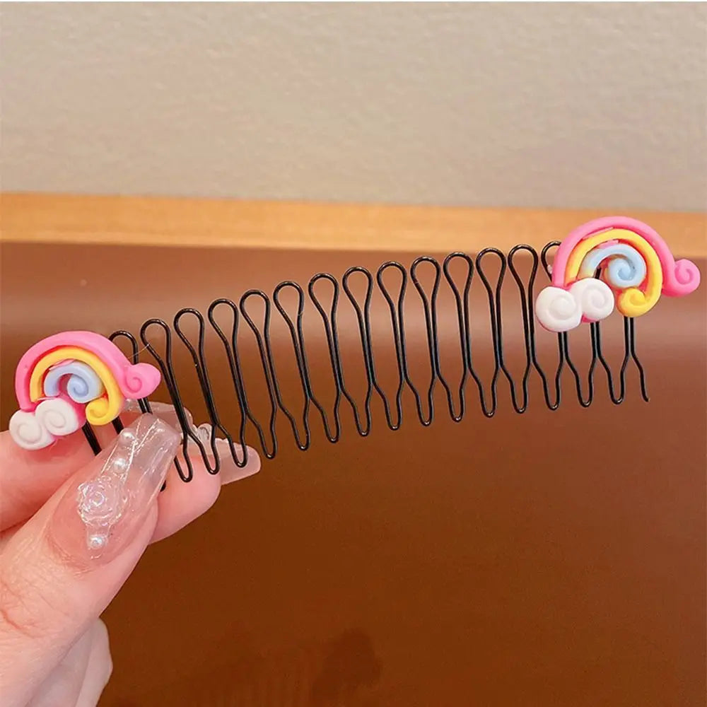 Kids Spring Hair Comb Cartoon Invisible Comb Teeth Extra Hair Holder Sweet U Shape Hair Styling Comb Fixed Combs Girls Hair Wear - Sun Studio