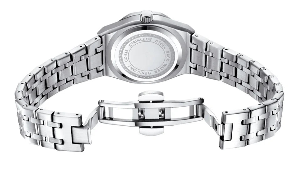 Luxury Women Watches Silver Steel Simple Casual Business Dress Watches for Women Top Brand Waterproof 3bar Calendar Gift Clock - Sun Studio