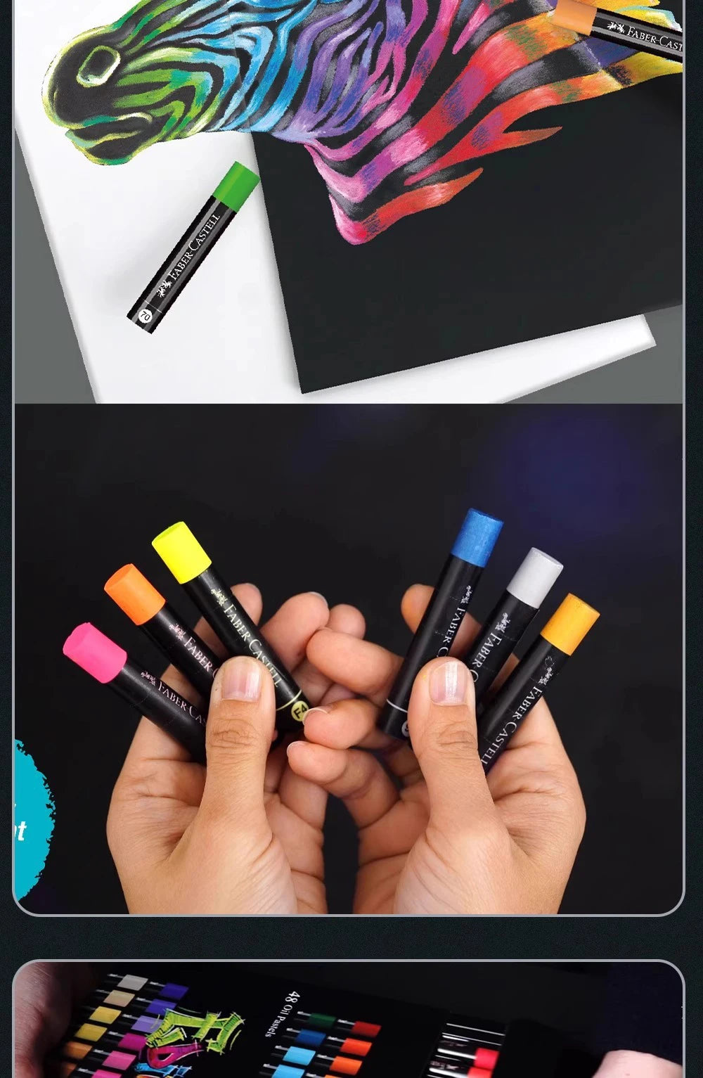 Faber-Castell Weiche Öl-Pastellfarbe Set 24/36/48 Lebendige Farben Cremige Textur Bullet Head Kreide für Künstler Malen Zeichnen Anfänger