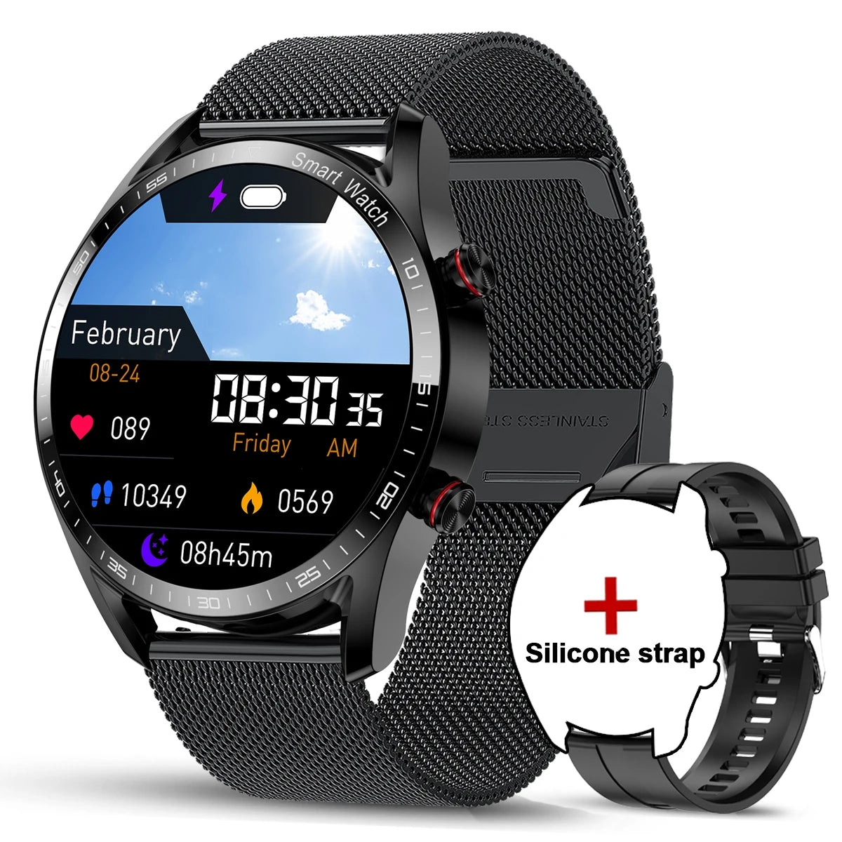 ChiBear Neue 1,53 Zoll Bluetooth Anruf Smartwatch für Männer Multi-Sport-Modus Herzfrequenz Gesundheitsüberwachung Wasserdicht Business Smartwatch