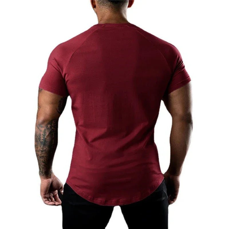 Gym Bodybuilding Muscle Sport Jogging Shirts Summer Cotton Breathable Short Sleeve Clothing Mens Casual Fitness Workout T-shirts - Sun Studio