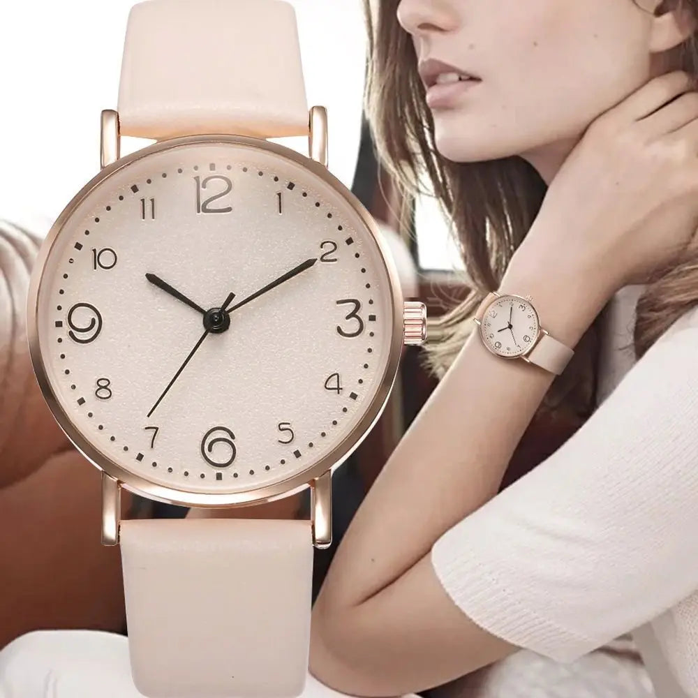 Women Watches Ladies Casual Arabic Numbers Leather Analog Quartz Watch - Sun Studio