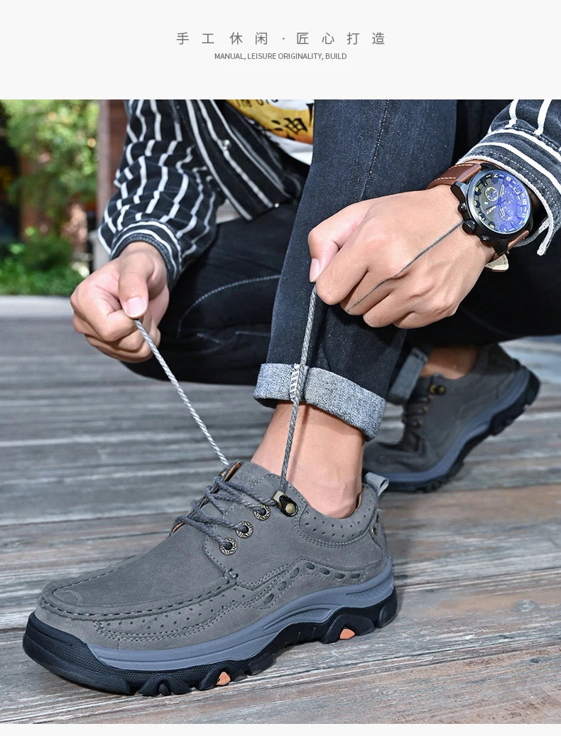 New Large Size Men's Shoes Genuine Leather Flats Men Loafers High Quality Outdoor Men Sneakers Breathable Male Casual Shoes - Sun Studio