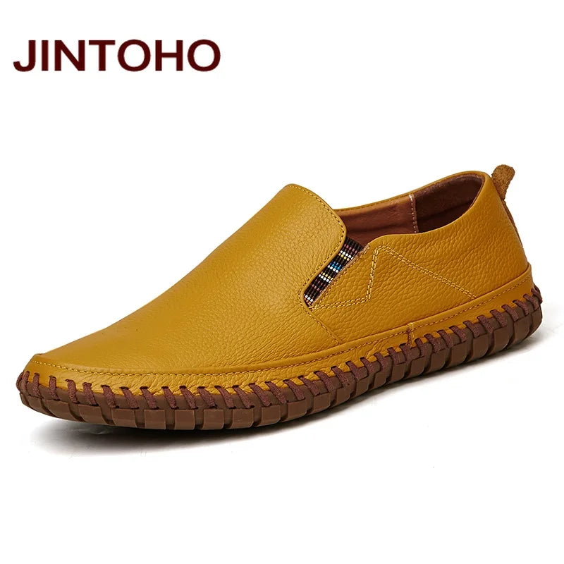 JINTOHO Große Größe Herren Echtes Leder Schuhe Slip-On Schwarze Schuhe Echtes Leder Mokassins Herren Schuhe Italienische Designer Schuhe