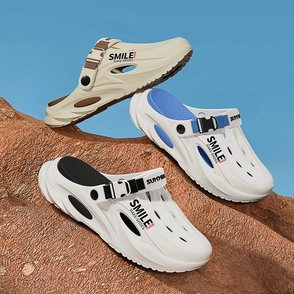 Thick Bottom Men Hole Shoes Beach Slip-On Outdoor Slippers Non-Slip Comfortable Outdoor Slippers - Sun Studio