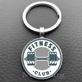 Weightlifting Fitness Pattern Keychain Loves Fitness Men and Women Exclusive Glass Round Keychain Gift for Fitness Club - Sun Studio