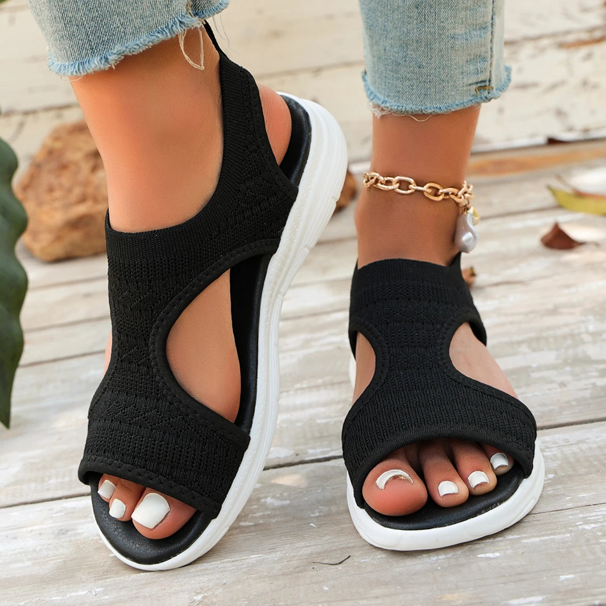 Summer Wedge Sandals for Women 2026 New Fashion Non Slip Beach Shoes Woman Lightweight Casual Platform Plus Size Sandals Women - Sun Studio