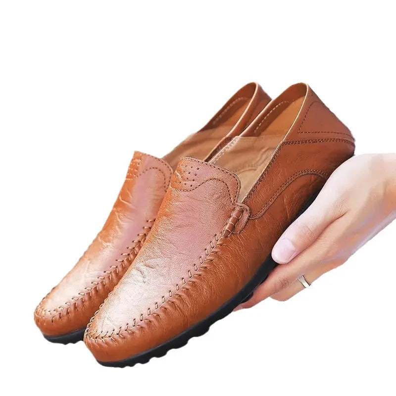 New autumn men leather shoes Fashion Leather High Quality footwear British style male casual flat Comfortable light sneakers - Sun Studio