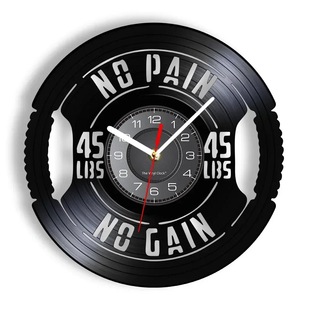 Fitness Equipment Thema Vinyl Schallplatte Fitness Wanduhr Heimdekoration LED Hintergrundbeleuchtung Moderne Fitness Uhr