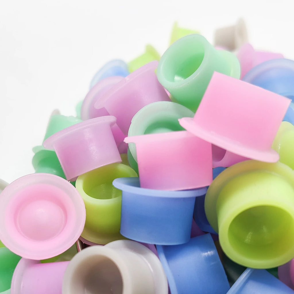 100pcs Tattoo Ink Cups Disposable Silicone tattoo ink container Canned round ink Caps Permanent Makeup Container Tattoo supplies - Sun Studio