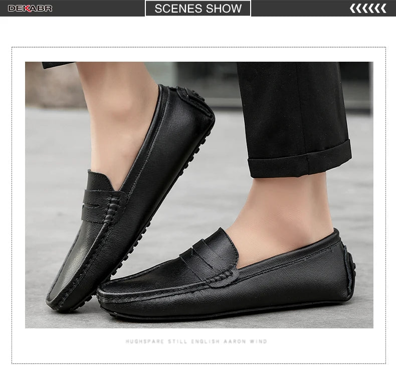 DEKABR Loafers Shoes Men Fashion Shoes New Spring Comfy Men's Flats Moccasins Classic Original Leather Men Casual Shoes - Sun Studio