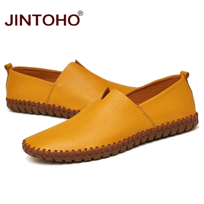 JINTOHO Big Size Men Genuine Leather Shoes Slip On Black Shoes Real Leather Loafers Mens Moccasins Shoes Italian Designer Shoes - Sun Studio