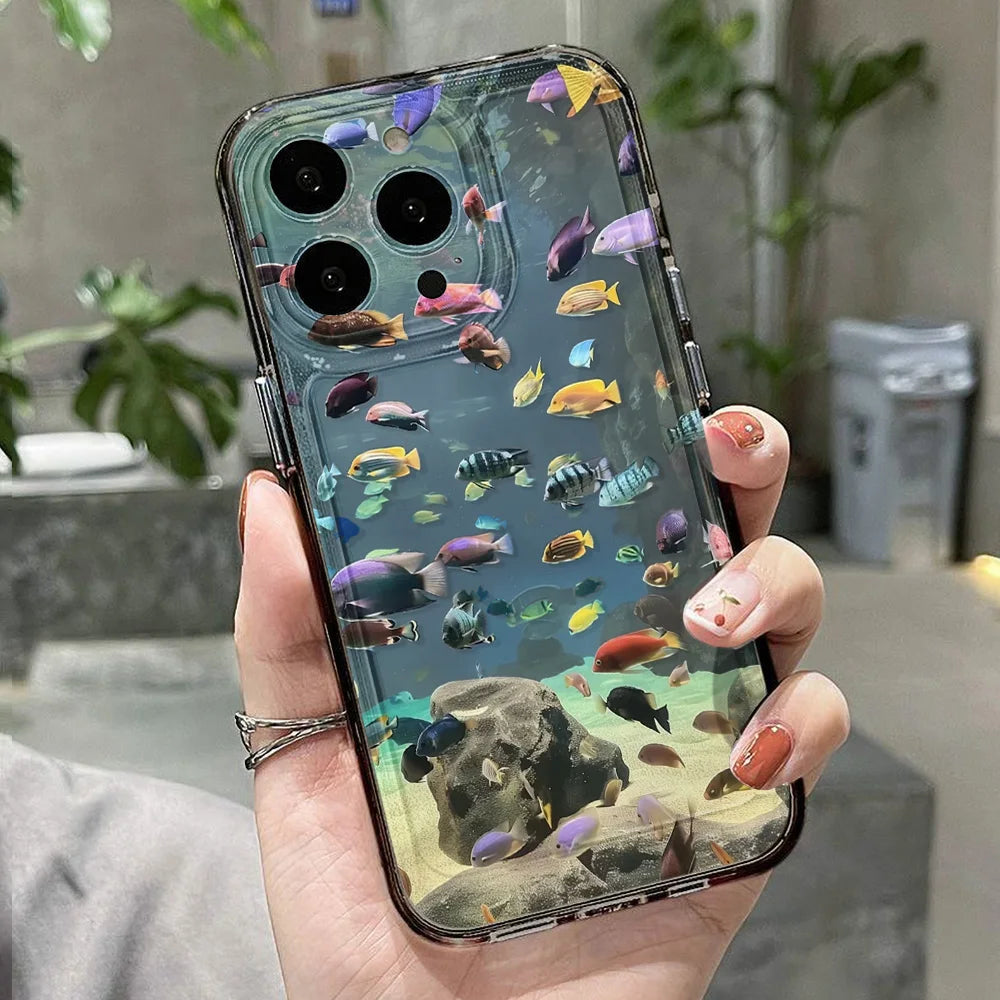 Ocean Animal Cute Phone Case For iPhone 11 Case iPhone 15 13 14 12 17 16 Pro Max 8 7 Plus XR XS SE Clear Protective Cover Funda - Sun Studio