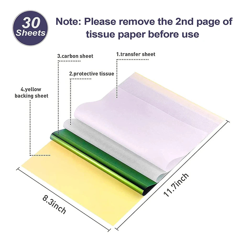 10/30/50pcs Tattoo Transfer Papers A4 Size Tattoo Thermal Printer Copier Stencil Papers for Tattoo Transfer Machine Accessories - Sun Studio
