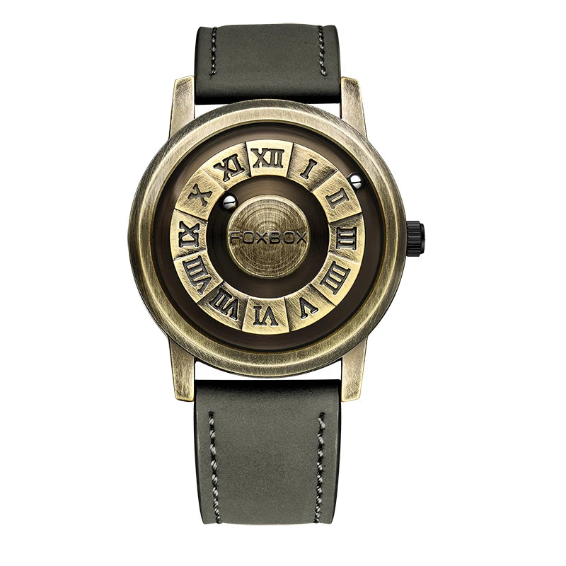FOXBOX Herren Quarz Uhr Mode Persönlichkeit Kreative Scroll-Eisenball Magnetzeiger Wasserdicht für Herren Uhren Geschenk+Box