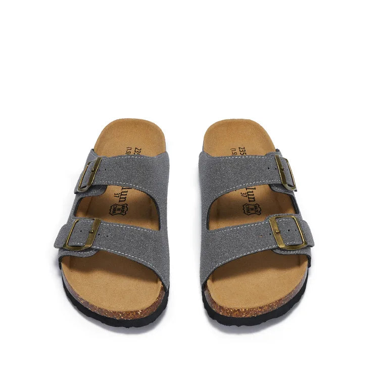 Sommer Kunstwildleder Leder Kork Hausschuhe Flip-Flops Frauen Männer Unisex Retro Tragen Müller Hausschuhe Mode Freizeit Strand Sandalen