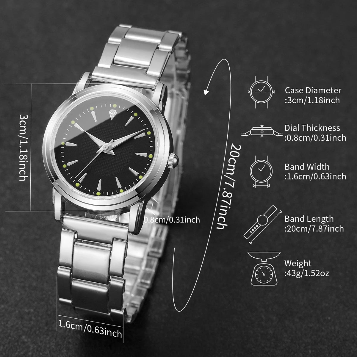 2PCS Couple's Watches Men Business Watch Fashion Analog Women Quartz Watch (Without Box) - Sun Studio